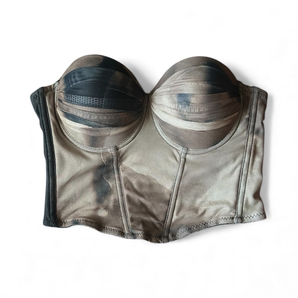 Stylish Brown and Black Bustier Top